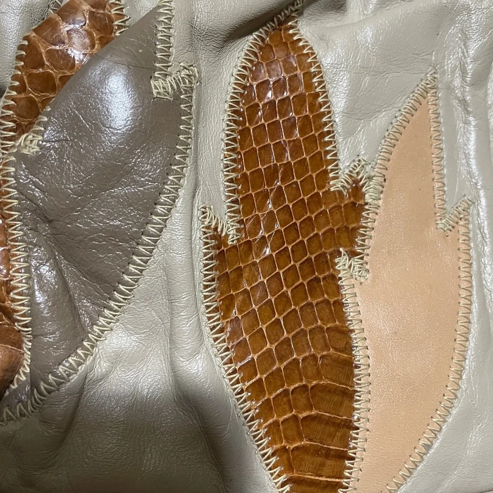 7 Seven Handbags By Dimitri Leaf Clutch Vintage Purse Mobwife Party 80s Neutral
